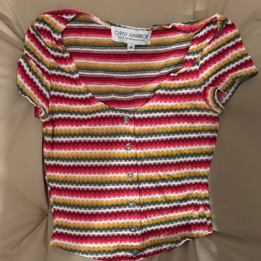 Gypsy Warrior Multicolor Striped Button-Up Top
